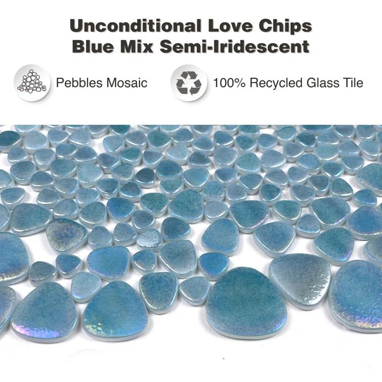 Glass Tile Love 12x12 Pebble Mosaic 10.76 sqft/case, Ideal for Kitchen Backsplash Bathroom Pool Tile