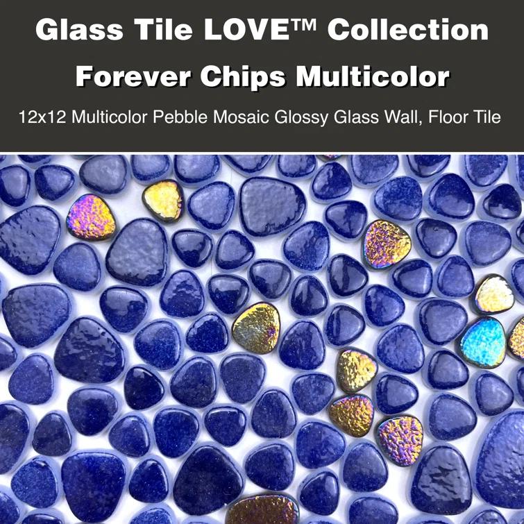 Glass Tile Love 12x12 Pebble Mosaic 10.76 sqft/case, Ideal for Kitchen Backsplash Bathroom Pool Tile