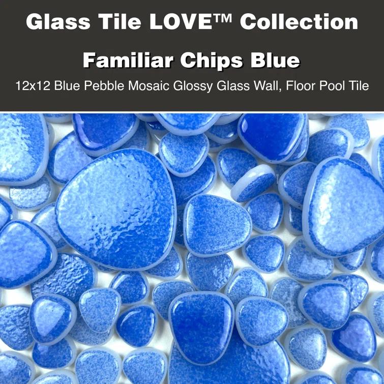 Glass Tile Love 12x12 Pebble Mosaic 10.76 sqft/case, Ideal for Kitchen Backsplash Bathroom Pool Tile