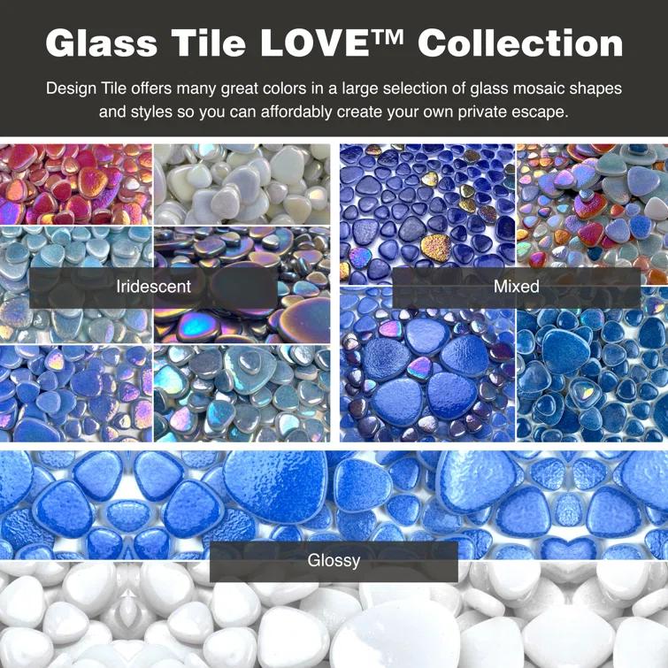 Glass Tile Love 12x12 Pebble Mosaic 10.76 sqft/case, Ideal for Kitchen Backsplash Bathroom Pool Tile