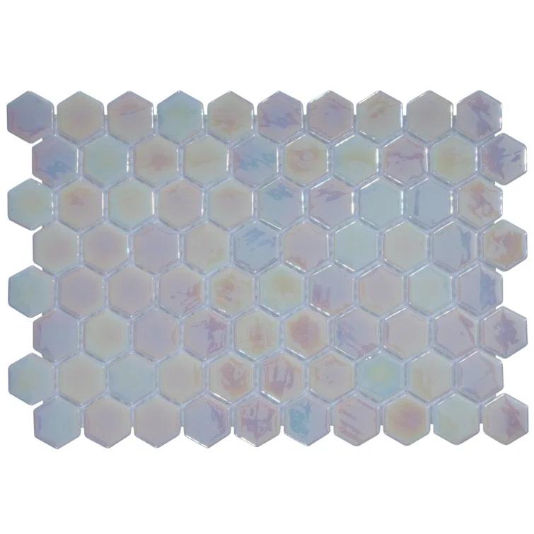 Glass Tile Love White Hot Love 11 in. X 16.325 in. Hexagonal Glass Mosaic Tile (10.76 sq. ft./case), Ideal for Kitchen Tile, Backsplash Tile, Bathroom Tile, and Pool Tile