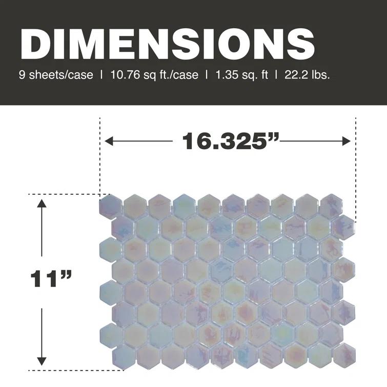 Glass Tile Love White Hot Love 11 in. X 16.325 in. Hexagonal Glass Mosaic Tile (10.76 sq. ft./case), Ideal for Kitchen Tile, Backsplash Tile, Bathroom Tile, and Pool Tile