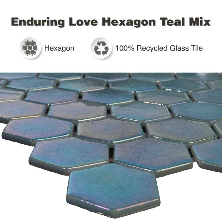 Glass Tile Love White Hot Love 11 in. X 16.325 in. Hexagonal Glass Mosaic Tile (10.76 sq. ft./case), Ideal for Kitchen Tile, Backsplash Tile, Bathroom Tile, and Pool Tile
