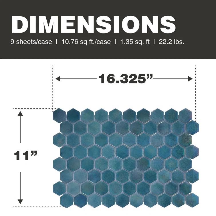 Glass Tile Love White Hot Love 11 in. X 16.325 in. Hexagonal Glass Mosaic Tile (10.76 sq. ft./case), Ideal for Kitchen Tile, Backsplash Tile, Bathroom Tile, and Pool Tile