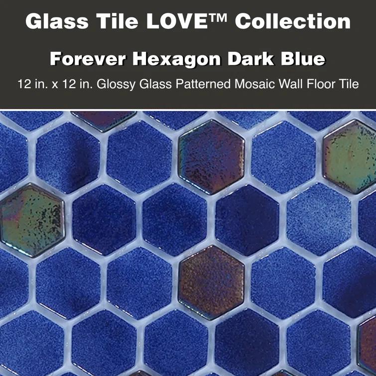 Glass Tile Love White Hot Love 11 in. X 16.325 in. Hexagonal Glass Mosaic Tile (10.76 sq. ft./case) 1010157110, Ideal for Kitchen Tile, Backsplash Tile, Bathroom Tile, and Pool Tile