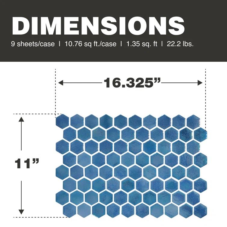 Glass Tile Love White Hot Love 11 in. X 16.325 in. Hexagonal Glass Mosaic Tile (10.76 sq. ft./case) 1010157110, Ideal for Kitchen Tile, Backsplash Tile, Bathroom Tile, and Pool Tile