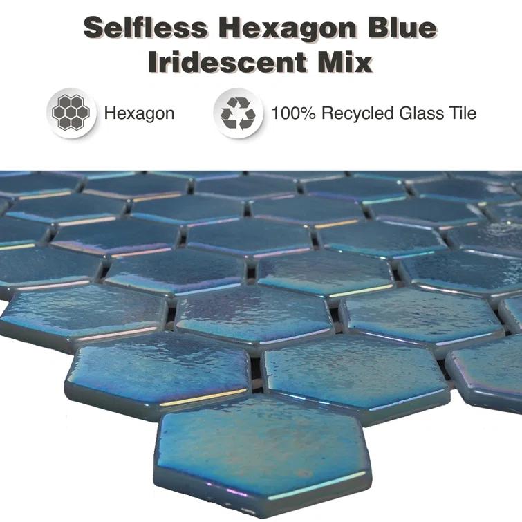 Glass Tile Love White Hot Love 11 in. X 16.325 in. Hexagonal Glass Mosaic Tile (10.76 sq. ft./case) 1010157110, Ideal for Kitchen Tile, Backsplash Tile, Bathroom Tile, and Pool Tile
