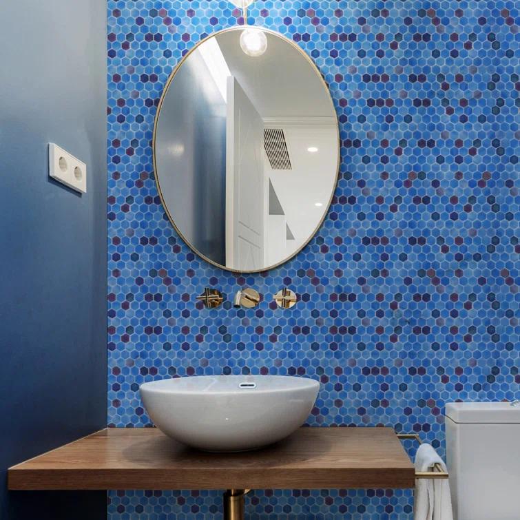 Glass Tile Love White Hot Love 11 in. X 16.325 in. Hexagonal Glass Mosaic Tile (10.76 sq. ft./case) 1010157110, Ideal for Kitchen Tile, Backsplash Tile, Bathroom Tile, and Pool Tile