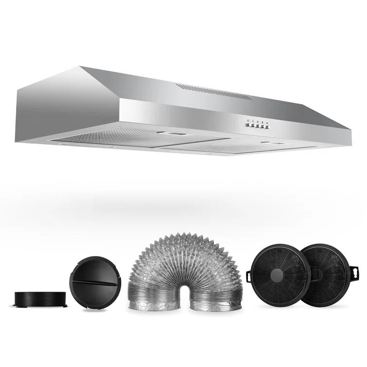 Streamline 30 In. T-3007-1-DL Savona Ductless Undermount 80 CFM Range Hood In Brushed Stainless Steel With Mesh Filters, Push Button Control, LED Light