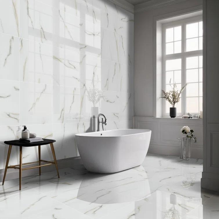 Ackland Azira 24 in. x 24 in. Stone Look Polished Porcelain Floor and Wall Tile