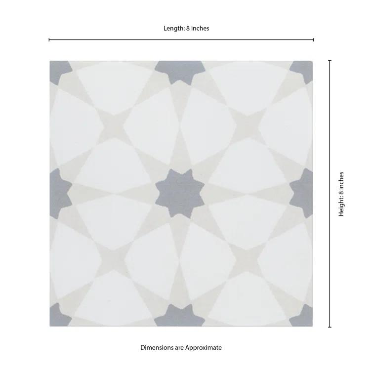 Amara 8" x 8" Encaustic Look Matte Porcelain Floor & Wall Tile