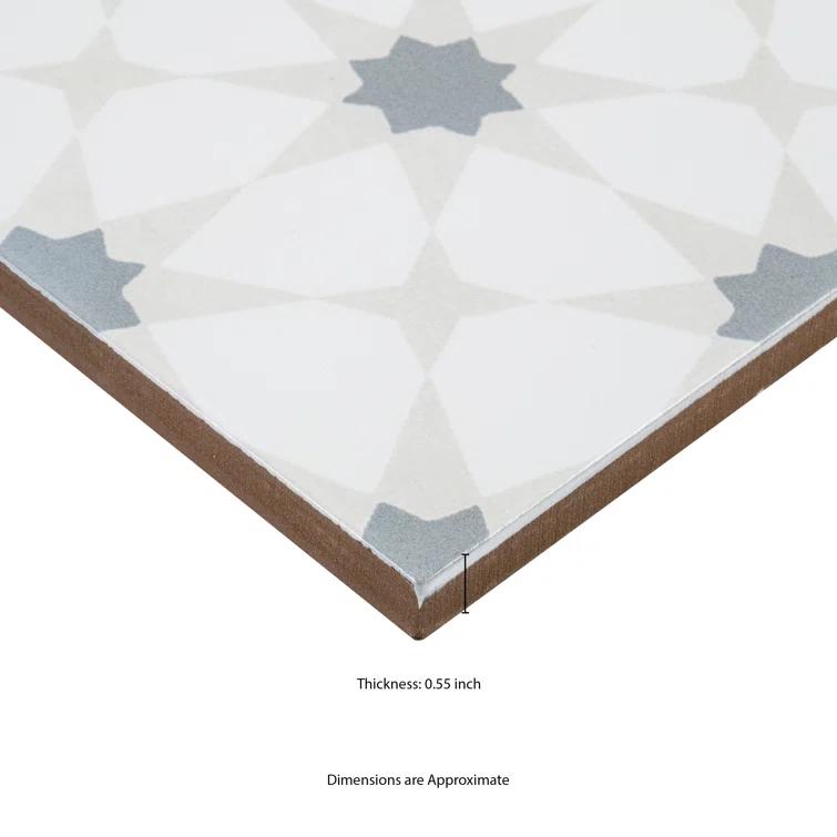 Amara 8" x 8" Encaustic Look Matte Porcelain Floor & Wall Tile