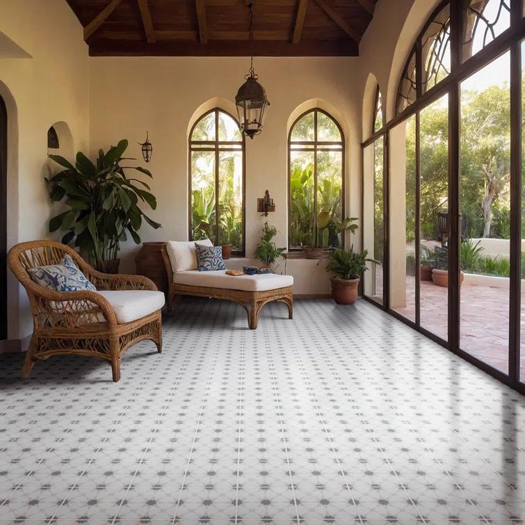 Amara 8" x 8" Encaustic Look Matte Porcelain Floor & Wall Tile