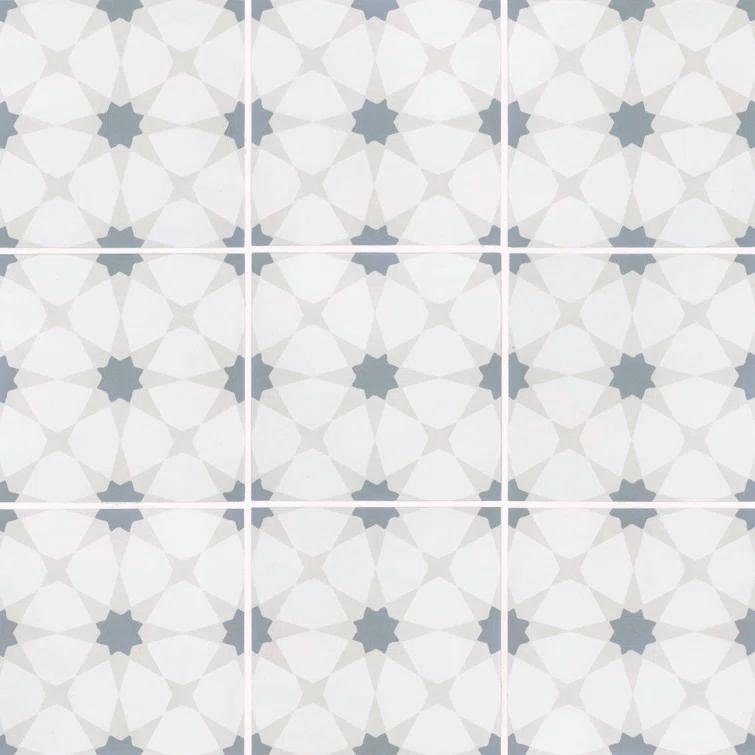 Amara 8" x 8" Encaustic Look Matte Porcelain Floor & Wall Tile
