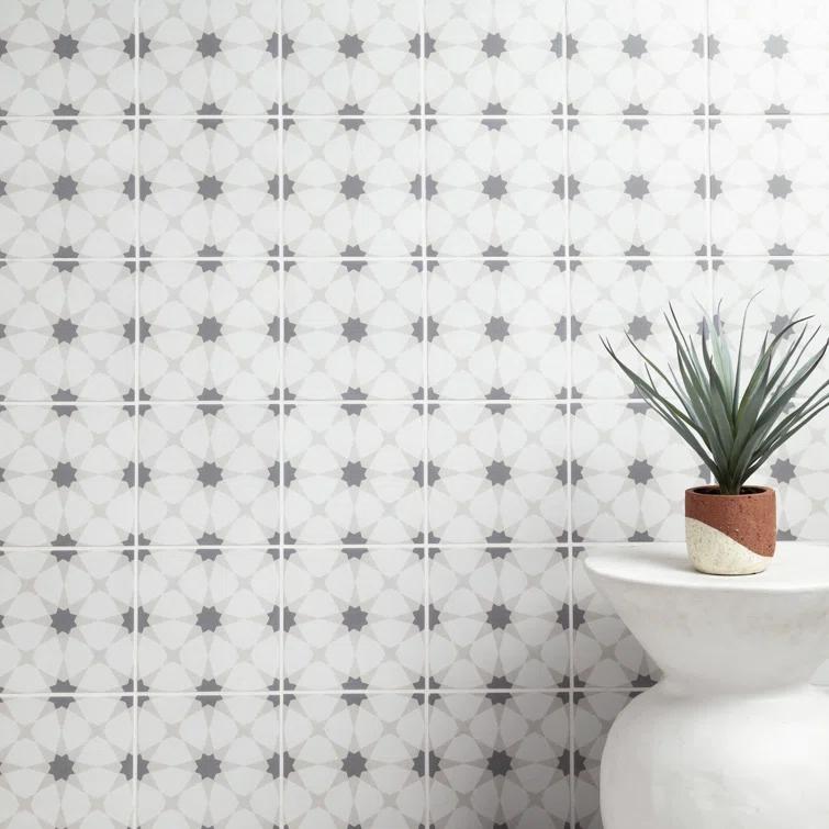 Amara 8" x 8" Encaustic Look Matte Porcelain Floor & Wall Tile