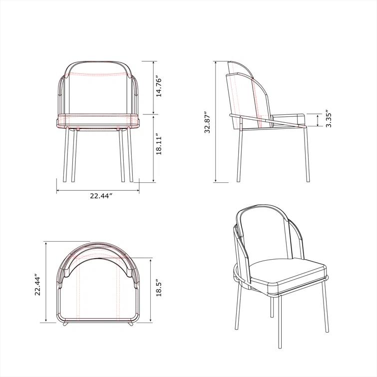 Contemporary Double-layered Curved Back Side Chair