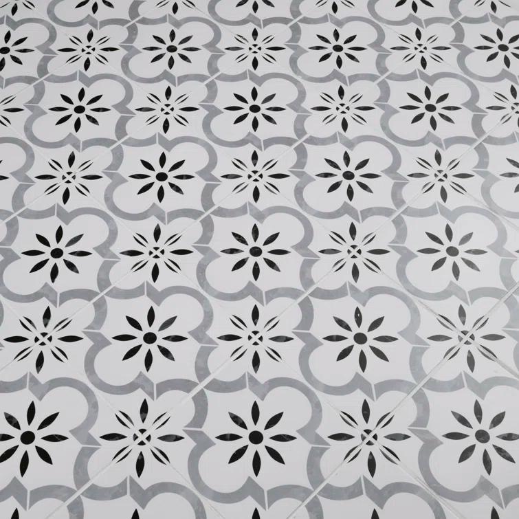 Ackland Amara 8" x 8" Encaustic Look Matte Porcelain Floor & Wall Tile