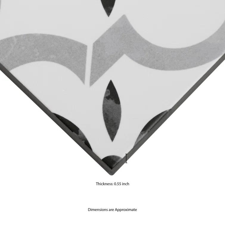 Ackland Amara 8" x 8" Encaustic Look Matte Porcelain Floor & Wall Tile