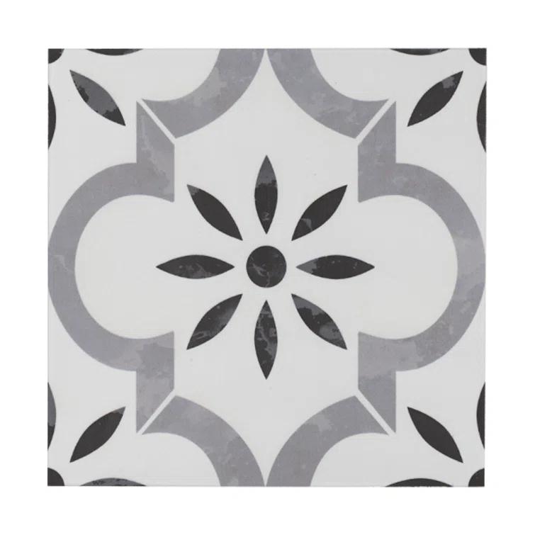 Ackland Amara 8" x 8" Encaustic Look Matte Porcelain Floor & Wall Tile