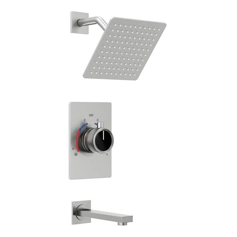 AquaSpa Shower Faucet Set with Tub Spout, 8-Inch Rain Shower Head with Valve