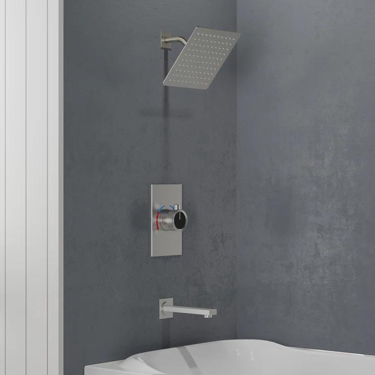 AquaSpa Shower Faucet Set with Tub Spout, 8-Inch Rain Shower Head with Valve