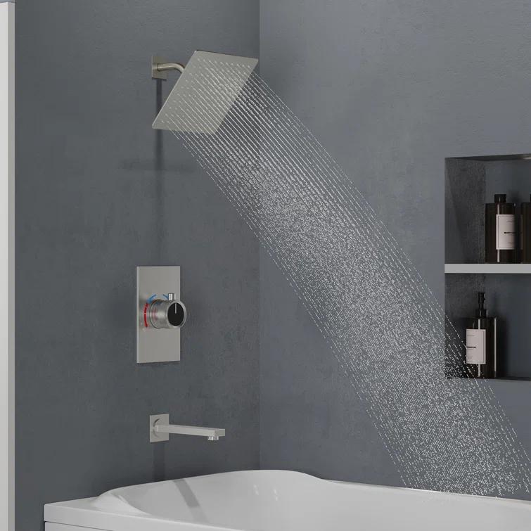 AquaSpa Shower Faucet Set with Tub Spout, 8-Inch Rain Shower Head with Valve