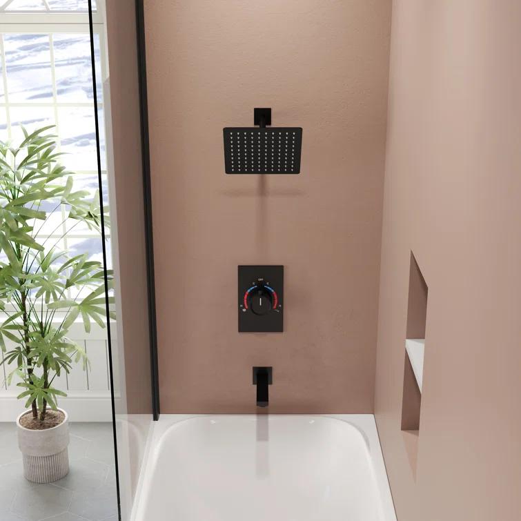 AquaSpa Dual-Function Tub Shower Faucet Set, Shower Trim Kit with Rain Shower Head and Valve