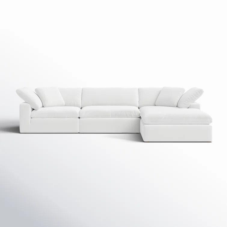 White Performance Fabric Modular Sectional Sofa with Removable Cushions