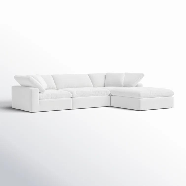 White Performance Fabric Modular Sectional Sofa with Removable Cushions