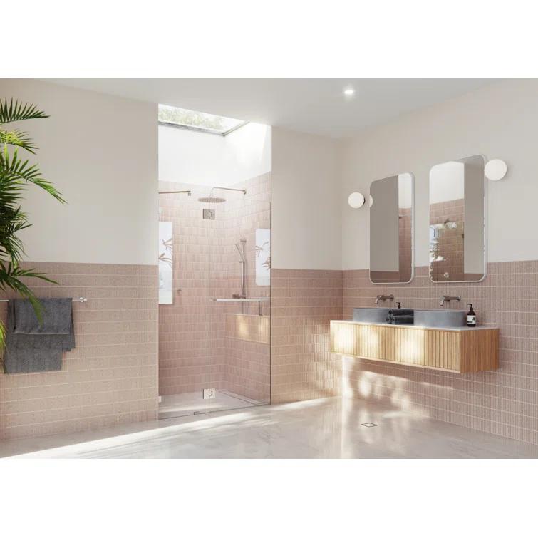 Mimas 52.5 in. x 78 in. Fully Frameless Glass Hinge Towel Bar Shower Door