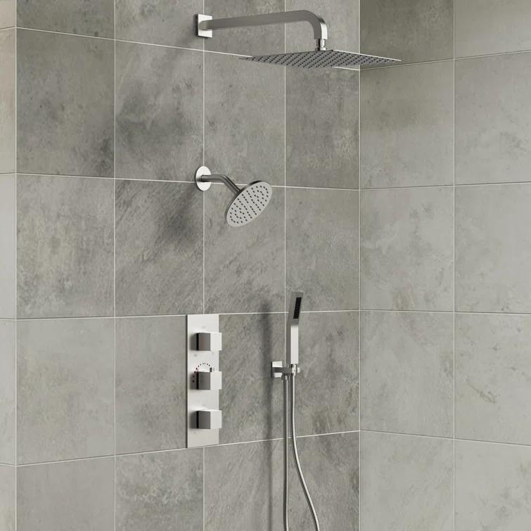 Thermostatic Dual Shower System 12" Rainfall Shower Head with Rough-in Valve