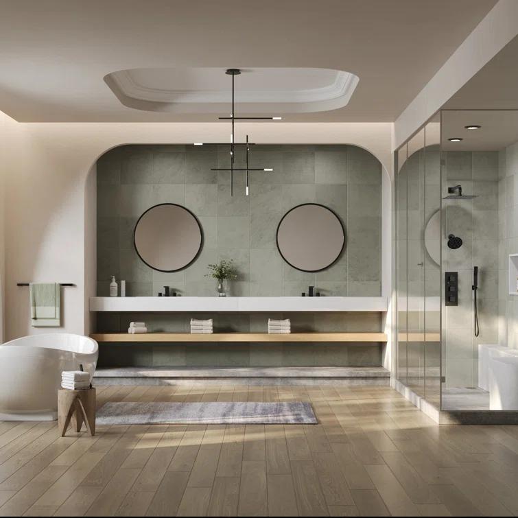 Thermostatic Dual Shower System 12" Rainfall Shower Head with Rough-in Valve