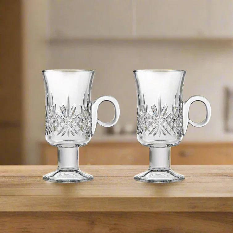 Godinger Silver Art Co Dublin Crystal Footed Irish Coffee Mug 6oz (Set of 4)