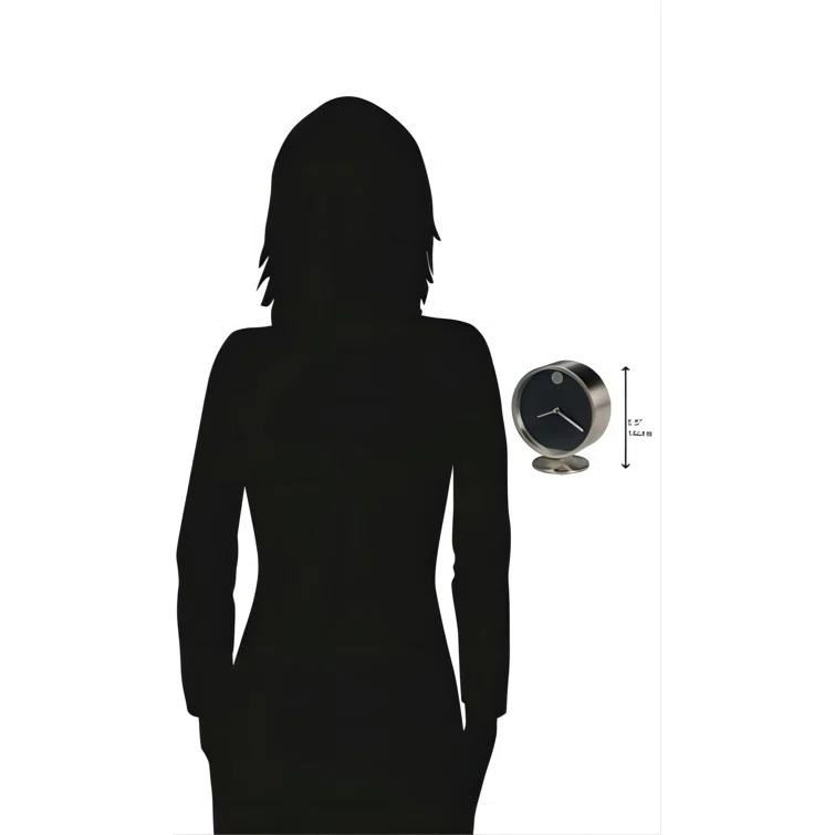 Howard Miller® Aurora Modern & Contemporary Analog Glass, Felt, Metal Quartz Movement / Crystal Tabletop Clock in Nickel