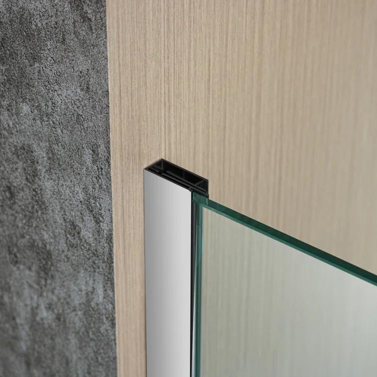 46-47" W x 76" H Pivot Frameless Single Swing Hinge Shower Door, 3/8 in. (10mm) Thickness Shattered-Proof Tempered Clear Glass