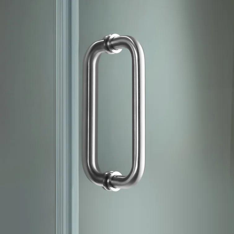 46-47" W x 76" H Pivot Frameless Single Swing Hinge Shower Door, 3/8 in. (10mm) Thickness Shattered-Proof Tempered Clear Glass
