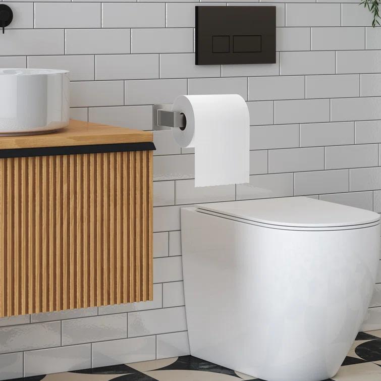 Self-Adhesive, Stainless Steel, Single Post Wall Mounted Toilet Paper Roll Holder, Stand no Drilling, in Brushed Nickel