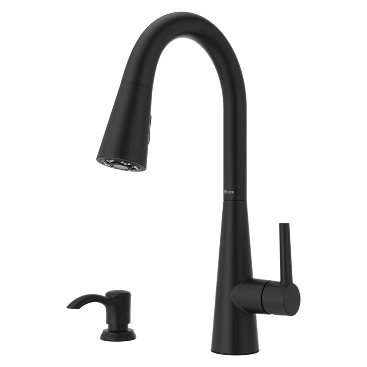 Pfister Barulli 1-Handle Pull-Down Matte Black Kitchen Faucet with Soap Dispenser