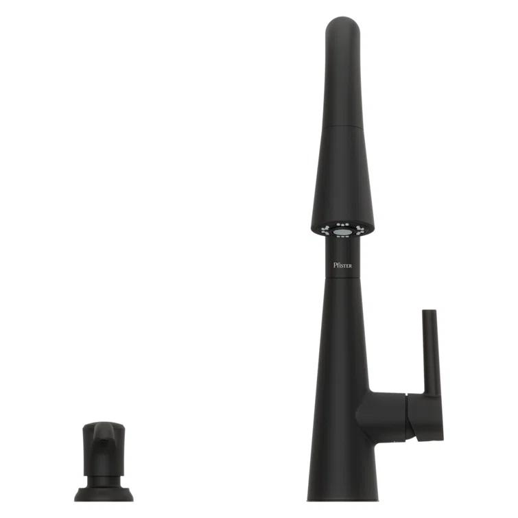 Pfister Barulli 1-Handle Pull-Down Matte Black Kitchen Faucet with Soap Dispenser