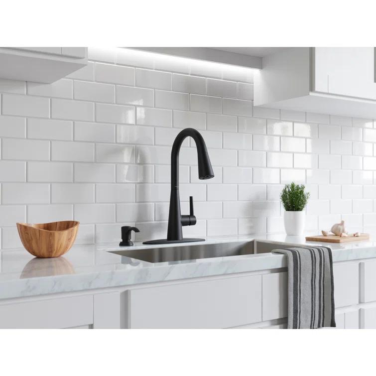Pfister Barulli 1-Handle Pull-Down Matte Black Kitchen Faucet with Soap Dispenser