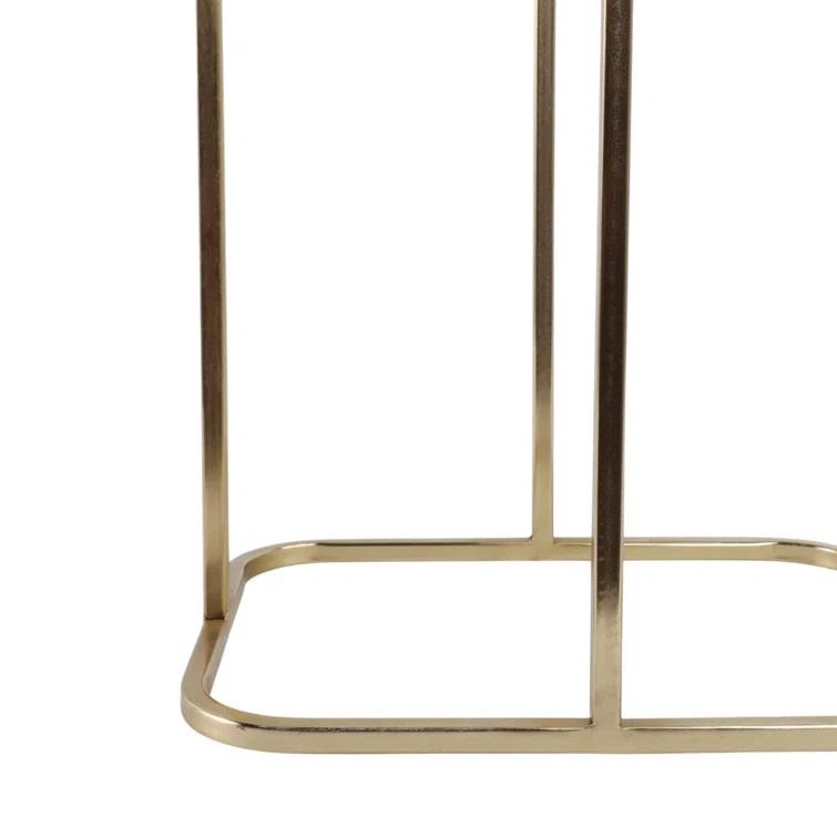 Sagebrook Home 24X15" Agate Top C-Table, White/Gold