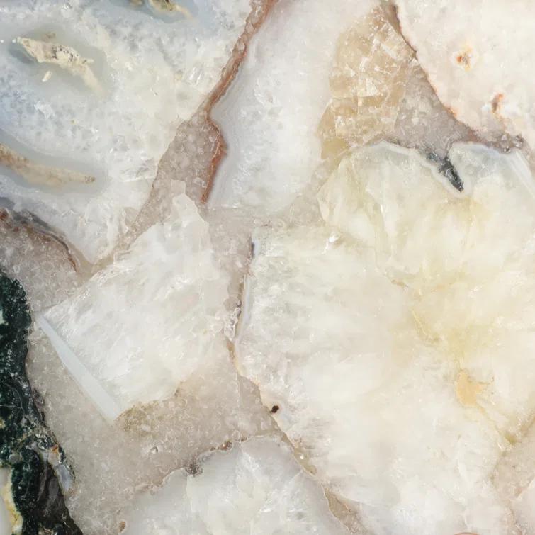 Sagebrook Home 24X15" Agate Top C-Table, White/Gold