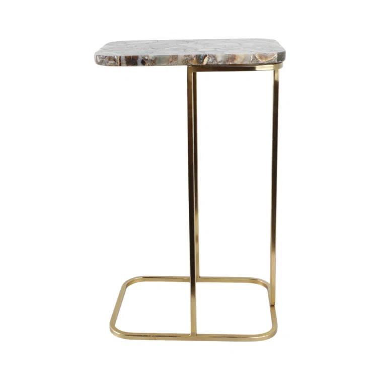 Sagebrook Home 24X15" Agate Top C-Table, White/Gold & Reviews | Perigold