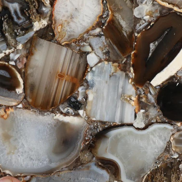 Sagebrook Home 24X15" Agate Top C-Table, White/Gold & Reviews | Perigold