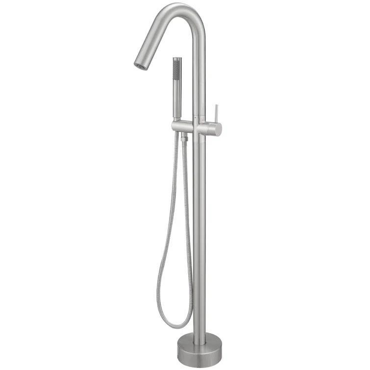 Double Handle Floor Mounted Freestanding Tub Filler With Handshower