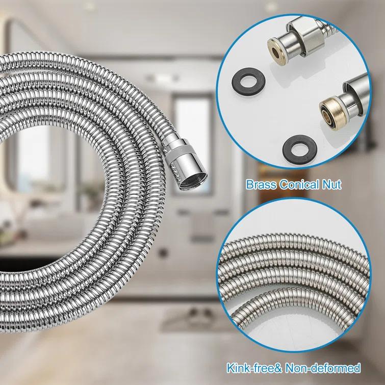 71 In. Modern Flexible Handheld Shower Hose Replacement For Bathing Toilet Cleaning Pet With Brass Fitting In Chrome