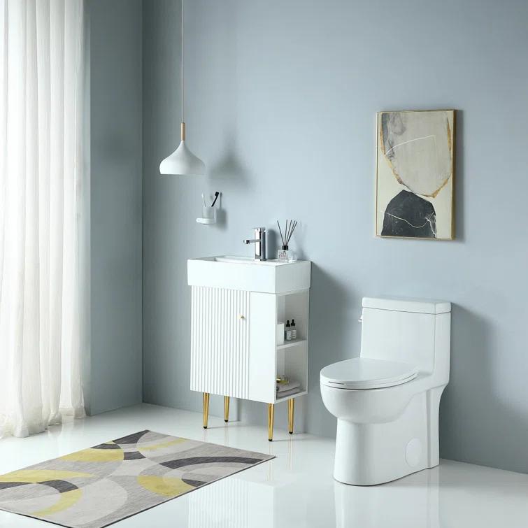 ABRUZZO 1.28 GPF Elongated Comfort Height One-Piece Toilet Floor Mounted (Seat Included), White