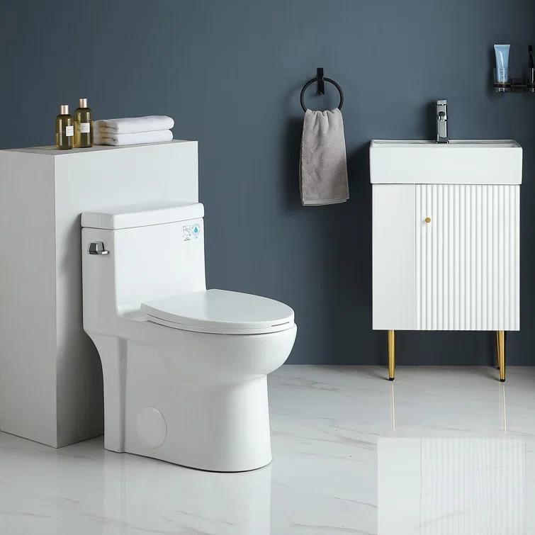 ABRUZZO 1.28 GPF Elongated Comfort Height One-Piece Toilet Floor Mounted (Seat Included), White