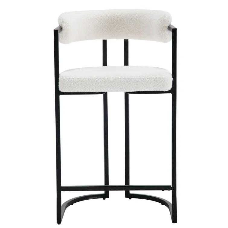 Ivy Bronx Modern Upholstered Hollow Bar Stool With Armrests And Footrests, Barrel High Stools (Set of 2)