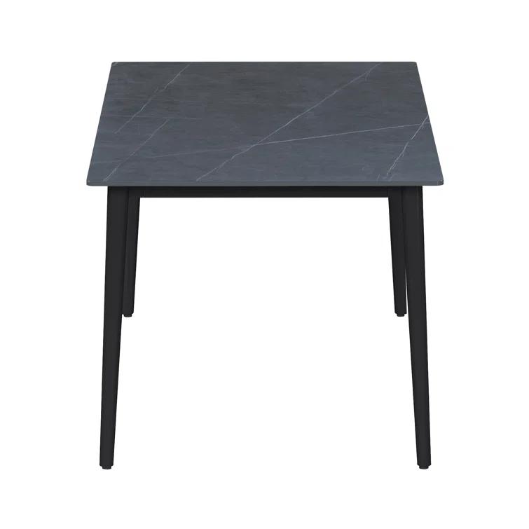 Dining Set w/ Marbleized Sintered Stone Top & 4 Curved Back Side Chairs